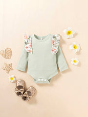 Baby Girl Botanical Floral Ruffled Romper & Pants Set