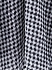 Gingham Print Long Sleeve Notched Neck Tunic Top