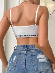 Letter Print Sports Bra Comfy & Breathable Yoga Fitness Bra