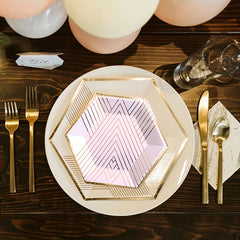 Disposable Stripe Gilded Party Tableware Set