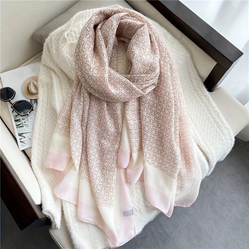 Geometric Ring Print Scarf Casual Block Shawl
