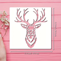 Forest Deer Stencil 11.8 Inches - Reusable Decorative Drawing Template