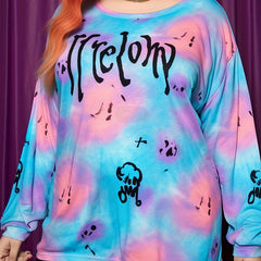 Halloween Sports Top Women's Plus Tie Dye & Grajson Round Neck Top
