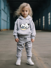 OERYUI 2pcs Sleepy Kitty Hoodies Pants Set For Kids Spring Fall