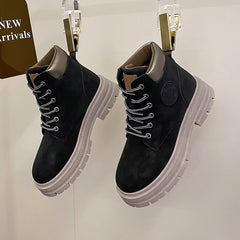 Letter Patch Lace-up Combat Boots
