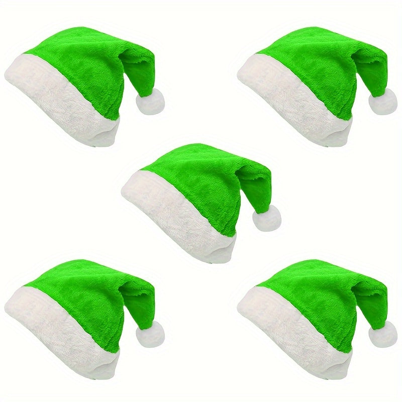 5pcs Short Plush Christmas Hat For Adults Festive Parties Celebrations