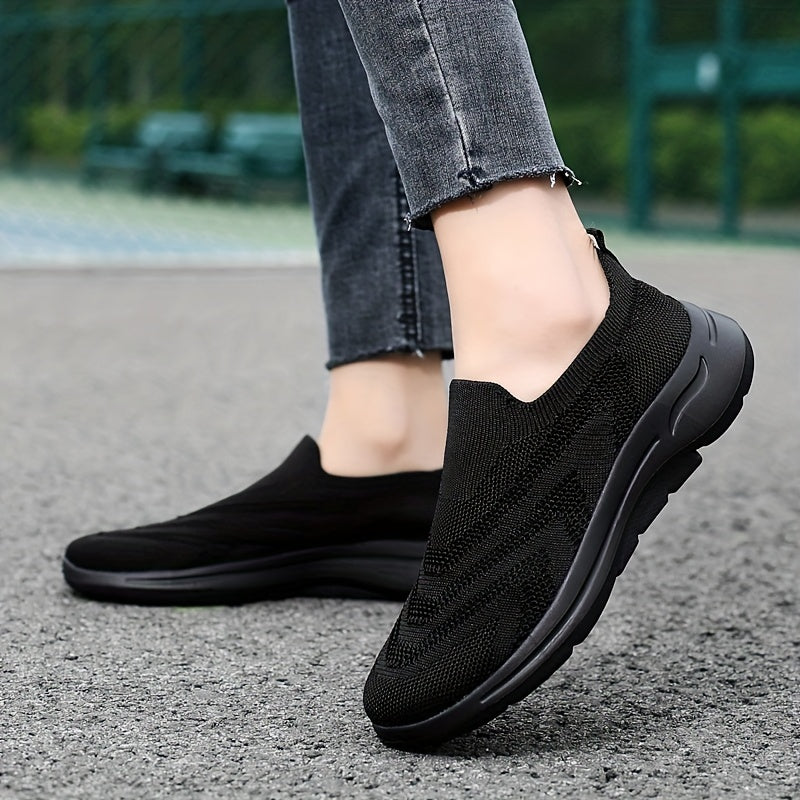 Women's Breathable Flying Woven Sneakers Lightweight Low Top Slip On Shoes