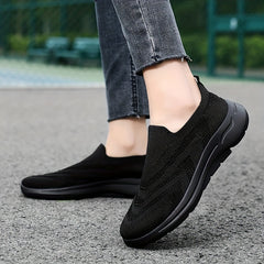 Women's Breathable Flying Woven Sneakers Lightweight Low Top Slip On Shoes