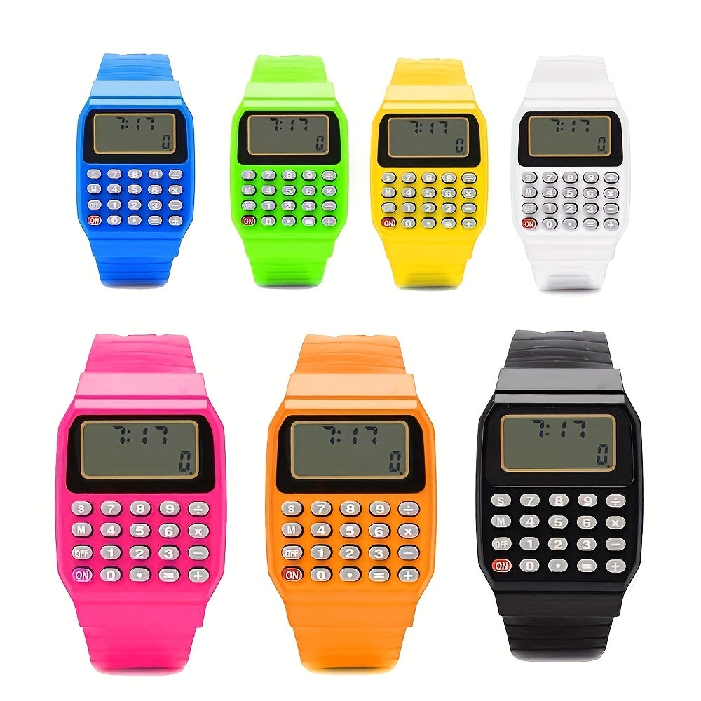 Kids Calculator Watch LCD Clock Silicone Date Time Electronic Wrist Watches