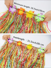 Hawaiian Grass Skirt & Flowers Set for Girls