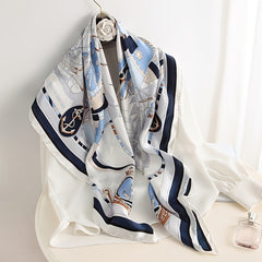 Printed Imitation Silk Scarf Muslim Bag Head Wrap Lightweight Neck Scarfs