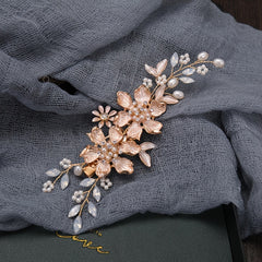 2Pcs Set Golden Leaf Faux Pearl Hair Clips Women Wedding Hair Accessories