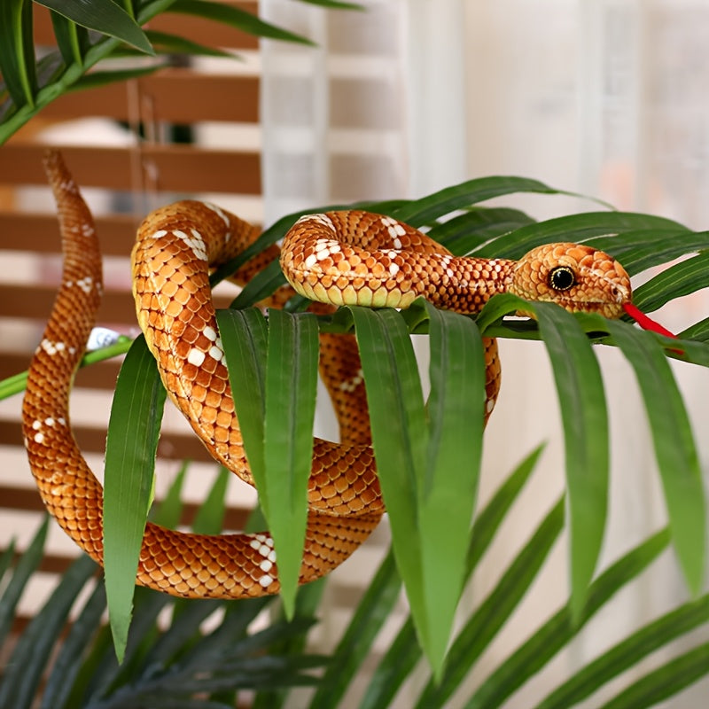 Realistic Coiled Snake Plush Toy Prank Long Snake Doll Home Decor