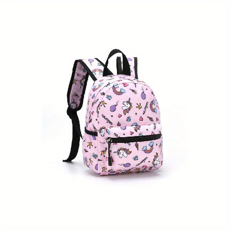 Pink Cartoon Unicorn Kids Backpack - Lightweight with Adjustable Straps