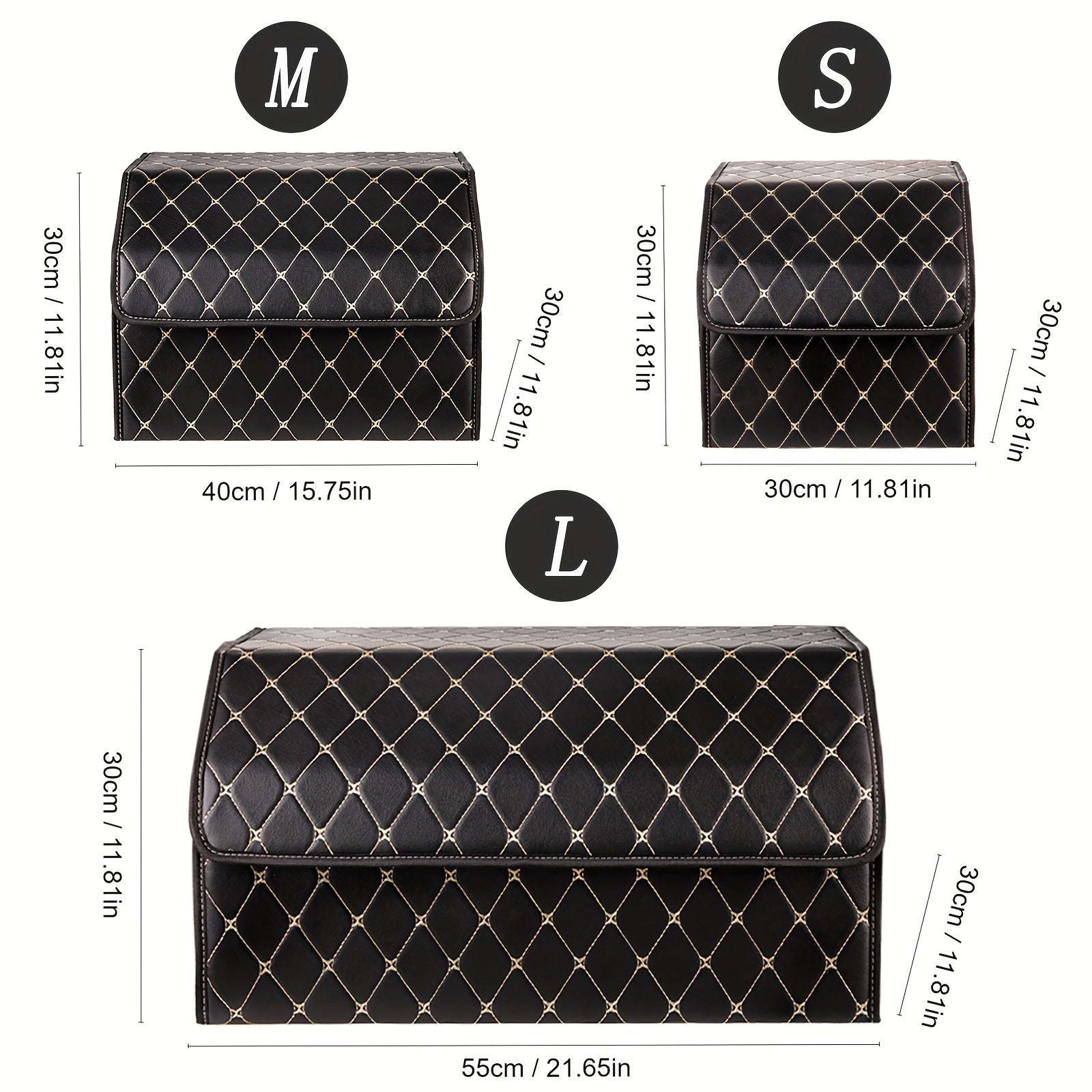 Car Trunk PU Leather Storage Box Foldable & Removable