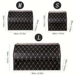 Car Trunk PU Leather Storage Box Foldable & Removable