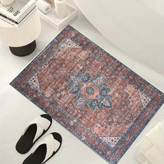 Boho Style Velvet Bath Rug - Vintage Persian Print
