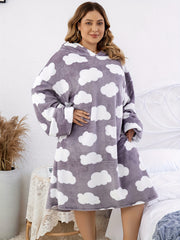Cloud Pattern Hooded Oversized Blanket Loungewear Dress