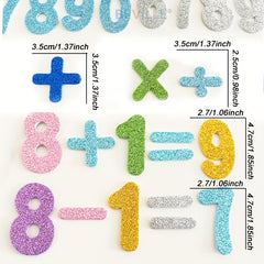 38pcs Glitter Foam Numbers 3D Stickers Assorted Colors DIY Party Supplies