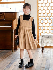 Girls Flutter Trim Suspender Dress Fall Party