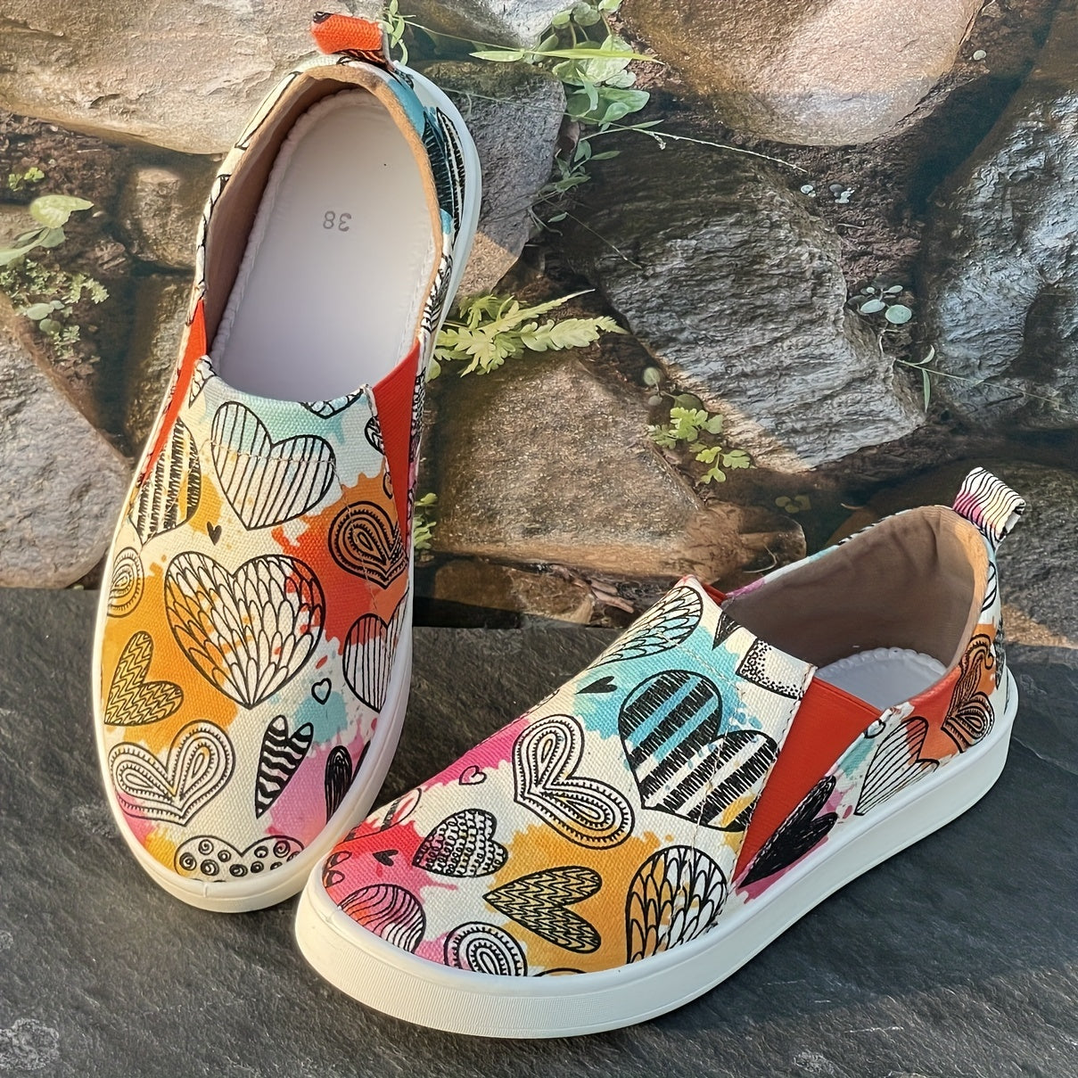 Women's Slip On Love Skate Shoes Lightweight Walking Shoes
