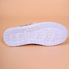 Retro Blocking Print Low Top Sneakers Lightweight Non slip Leisure Walking Shoes
