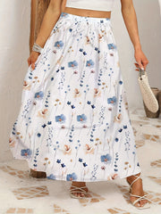 Casual Floral Maxi A-line Skirt