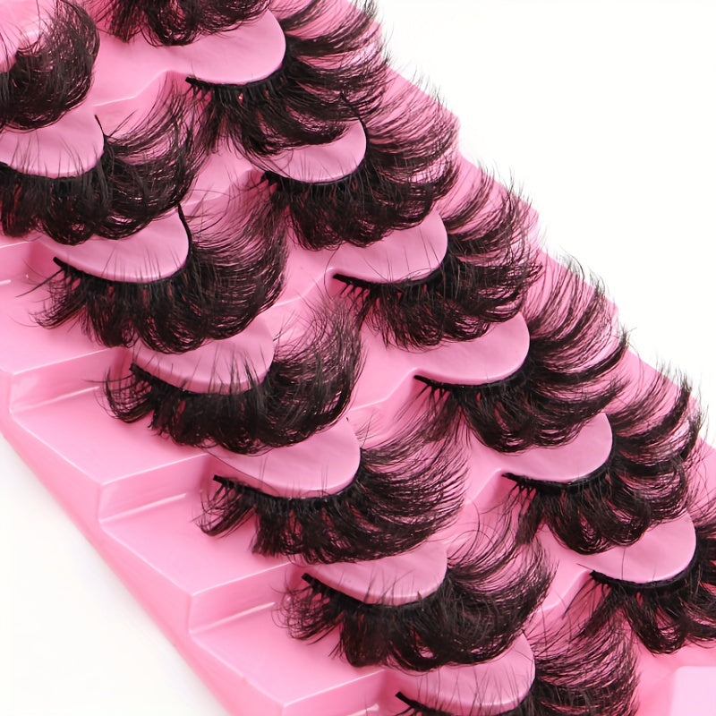 7 Pairs Faux Mink Dramatic False Eyelashes Thick Volume Fluffy Makeup Reusable