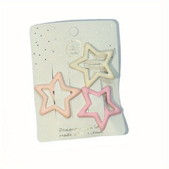 3pcs Y2k Gradient Pink Hairpin Heart and Star Hair Clips for Girls