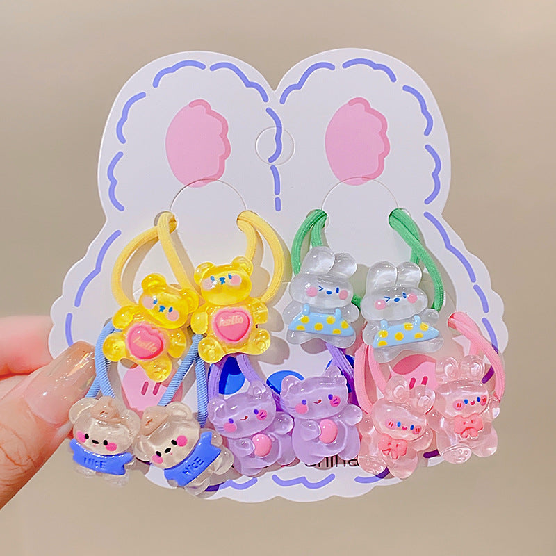 10pc Baby Girls Cartoon Pattern Hair Tie Accessories