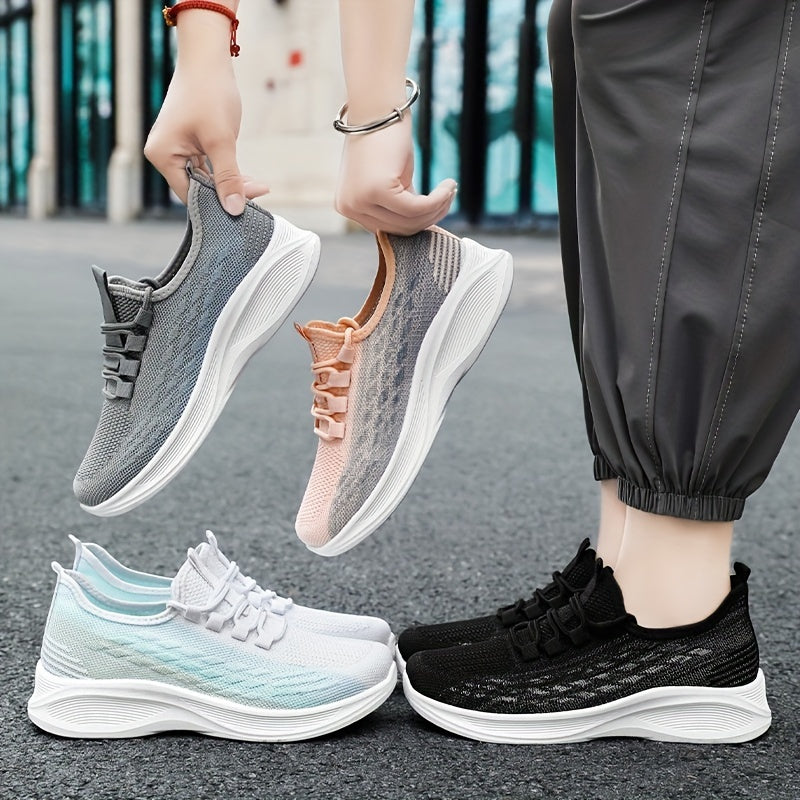 Women's Gradient Thick Sole Running Shoes Lightweight Shock Absorption