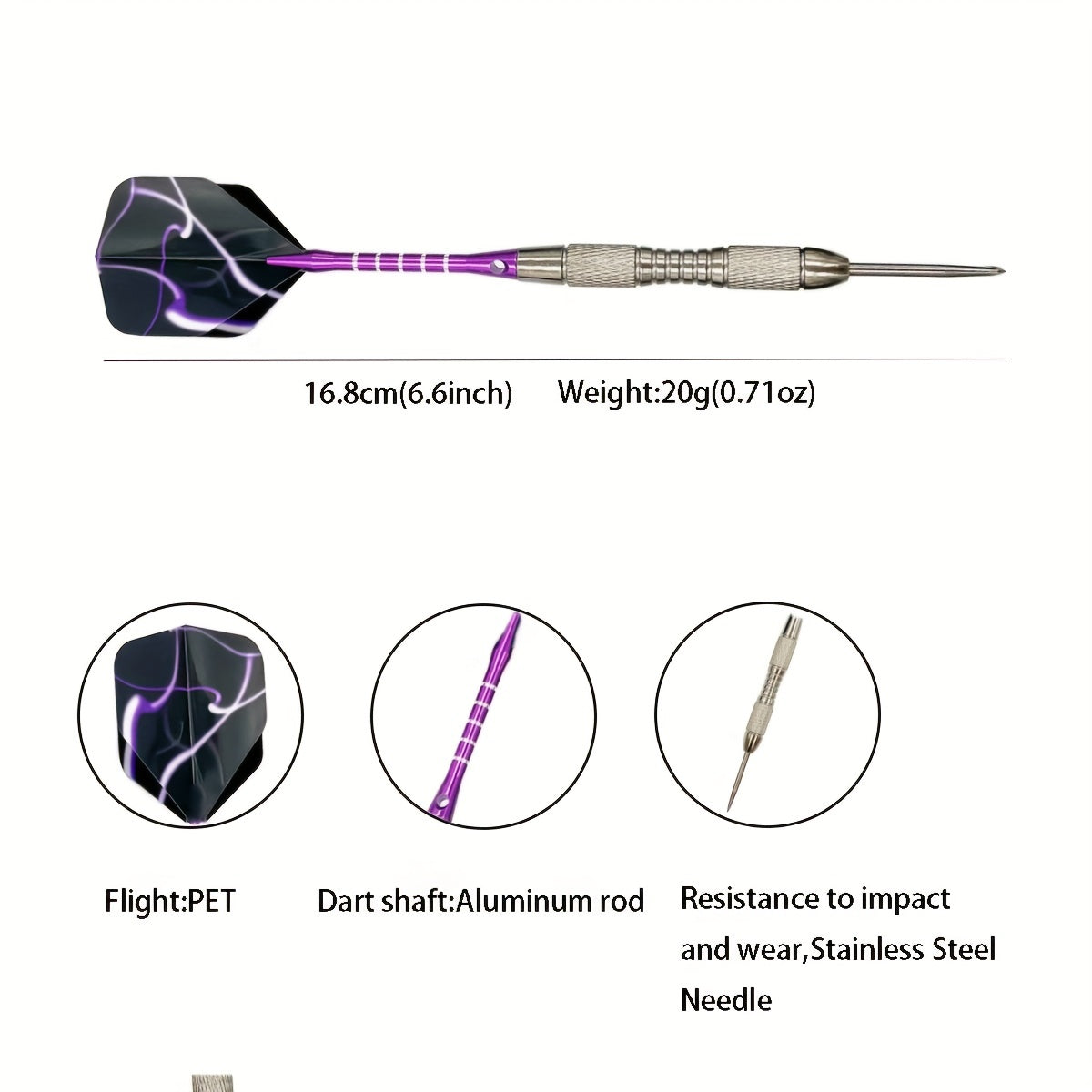 3pcs Stainless Steel Needle Dart for Home and Outdoor Sports Games