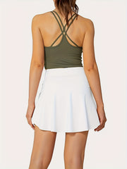 2 in 1 V Waist Tennis Skirt High Stretch Running Sports Skorts
