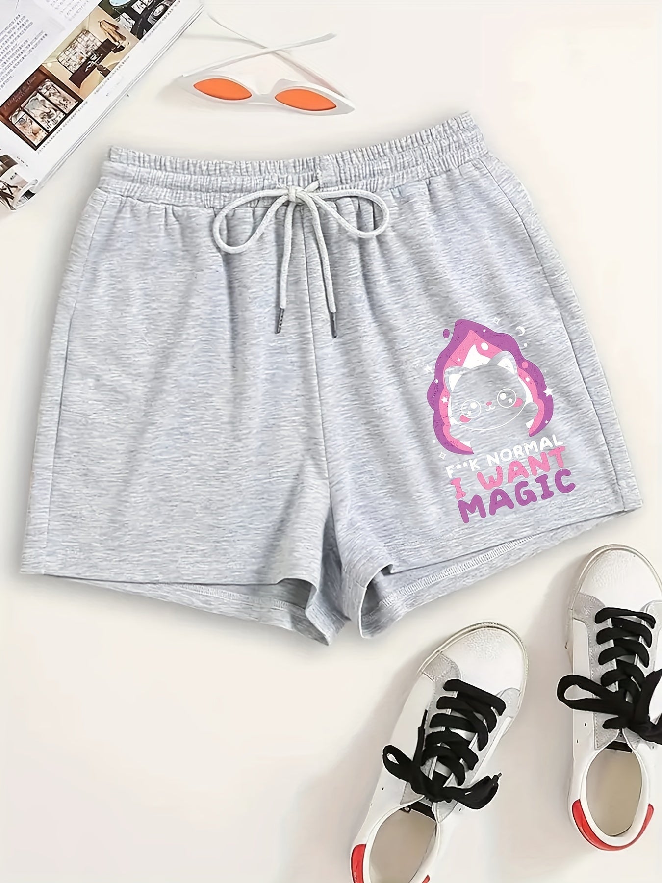 Cartoon Bear Print Lounge Shorts