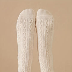 4 Pairs Twist Textured Mid Tube Socks Women's Stockings
