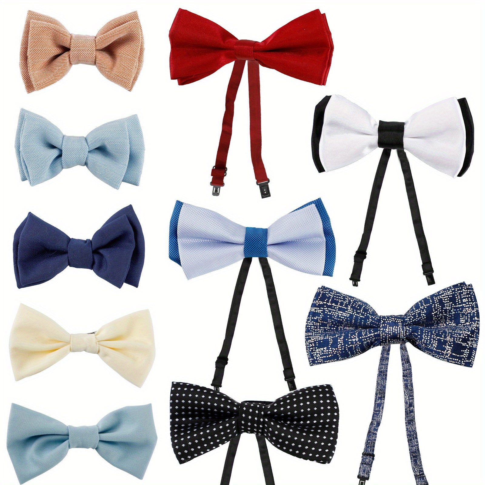 10pcs Boys Ties Elegance Adjustable Toddler Ties Pin Bow Ties For Kids