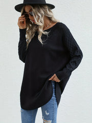 Slit Pullover Sweater Long Sleeve Casual Spring Fall Women's Clothing