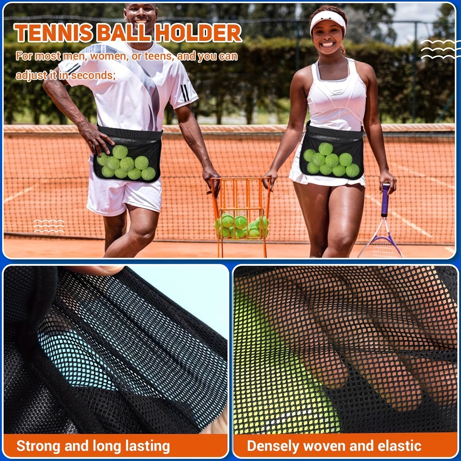 Portable Tennis Ball Picker Lightweight Storage Bag Large Capacity
