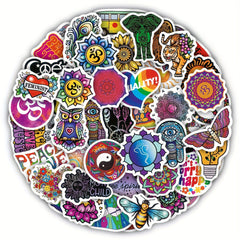 50PCS Psychedelic Hippie Stickers for Teens & Adults