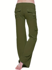Drawstring Solid Wide Leg Pants Casual Long Length Pant
