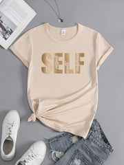 Women's Letter Graphic Breathable Sports T-shirt