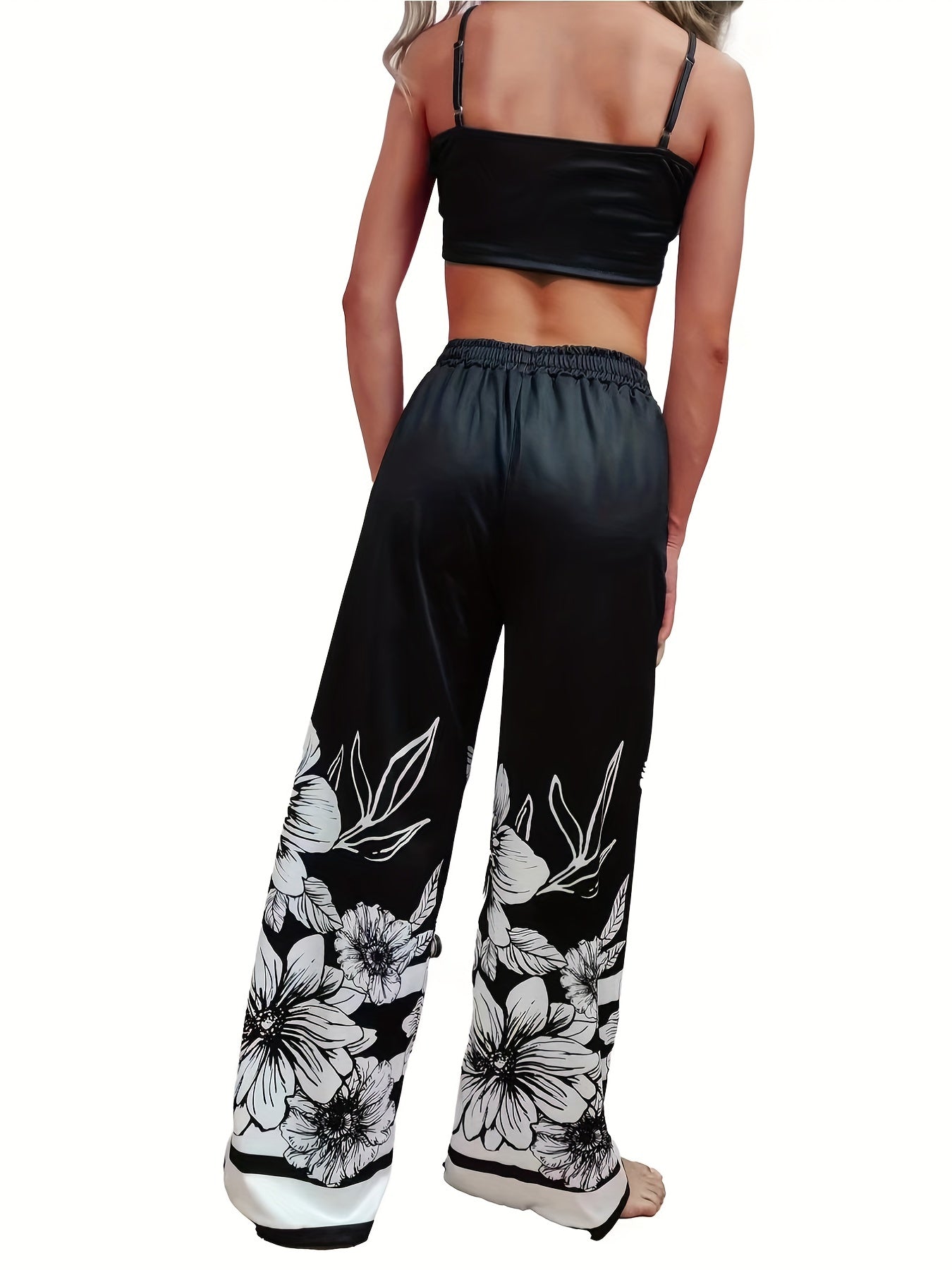 Butterfly Printed Bra Tops & Long Pants Suit Women's Night Out