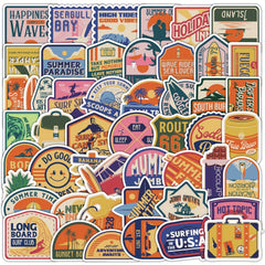 50pcs 70s Retro Vinyl Stickers for Laptops Water Bottles Computers