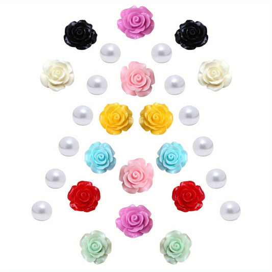 28pcs Colorful Pearl & Flower Shoe Charms for Clogs DIY Accessory