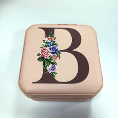 Personalized Travel Jewelry Case for Women - Initial Jewelry Box