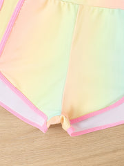 Tie Dye Swimwear Set 2pcs Girls Gradient Long Sleeve Top Shorts Set
