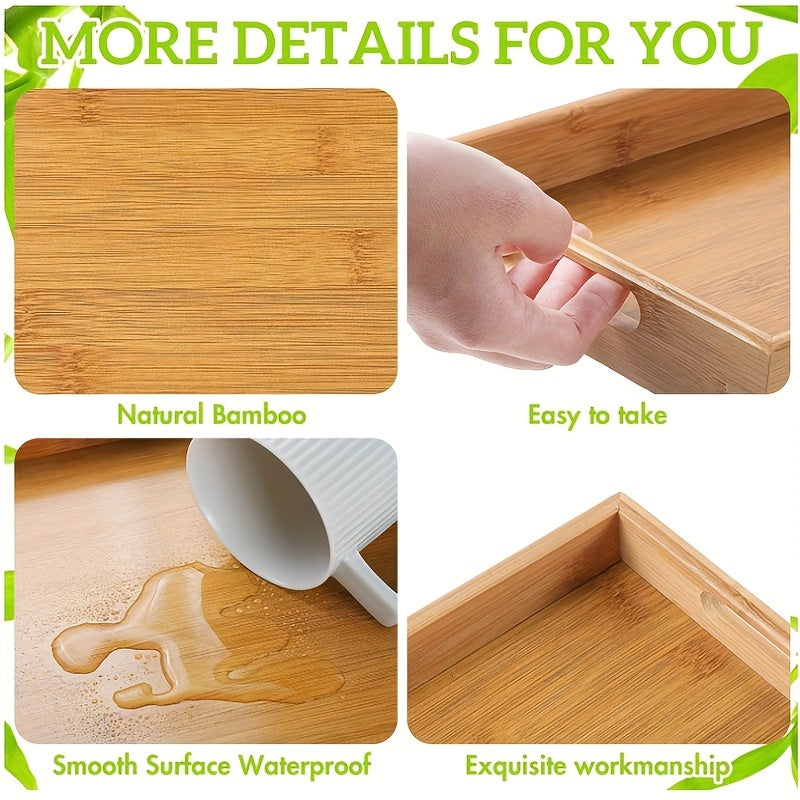Bamboo Serving Trays Plates Food Trays With Handles Organizer