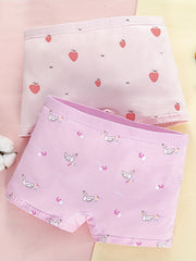 5pcs Girls Cartoon Print Boxer Briefs Underwear