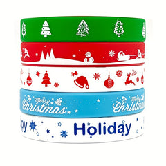 5pcs Christmas Cartoon Silicone Bracelet Holiday Gift Decoration