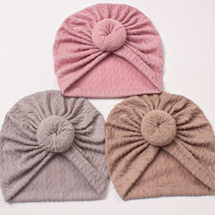 Plain Jacquard Donut Baby Hat for 0-3 Years